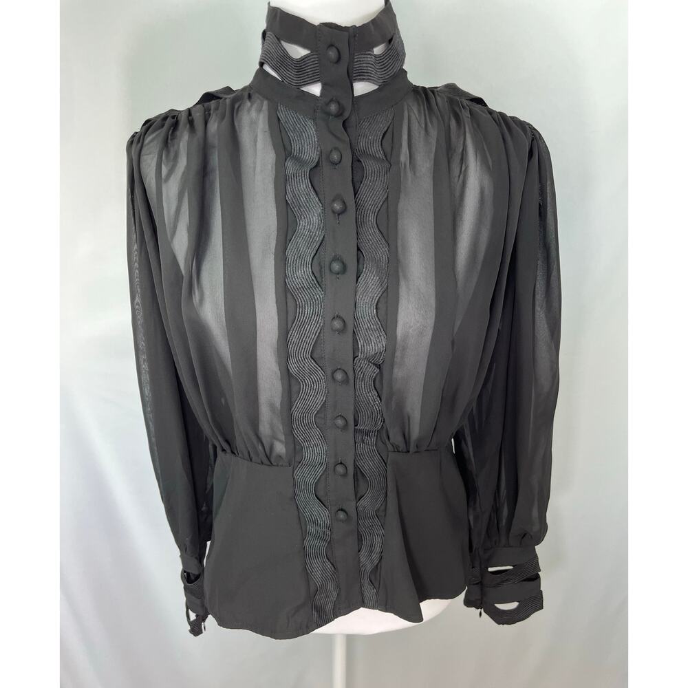 Ma Chérie Button-up Sheer Top NWT